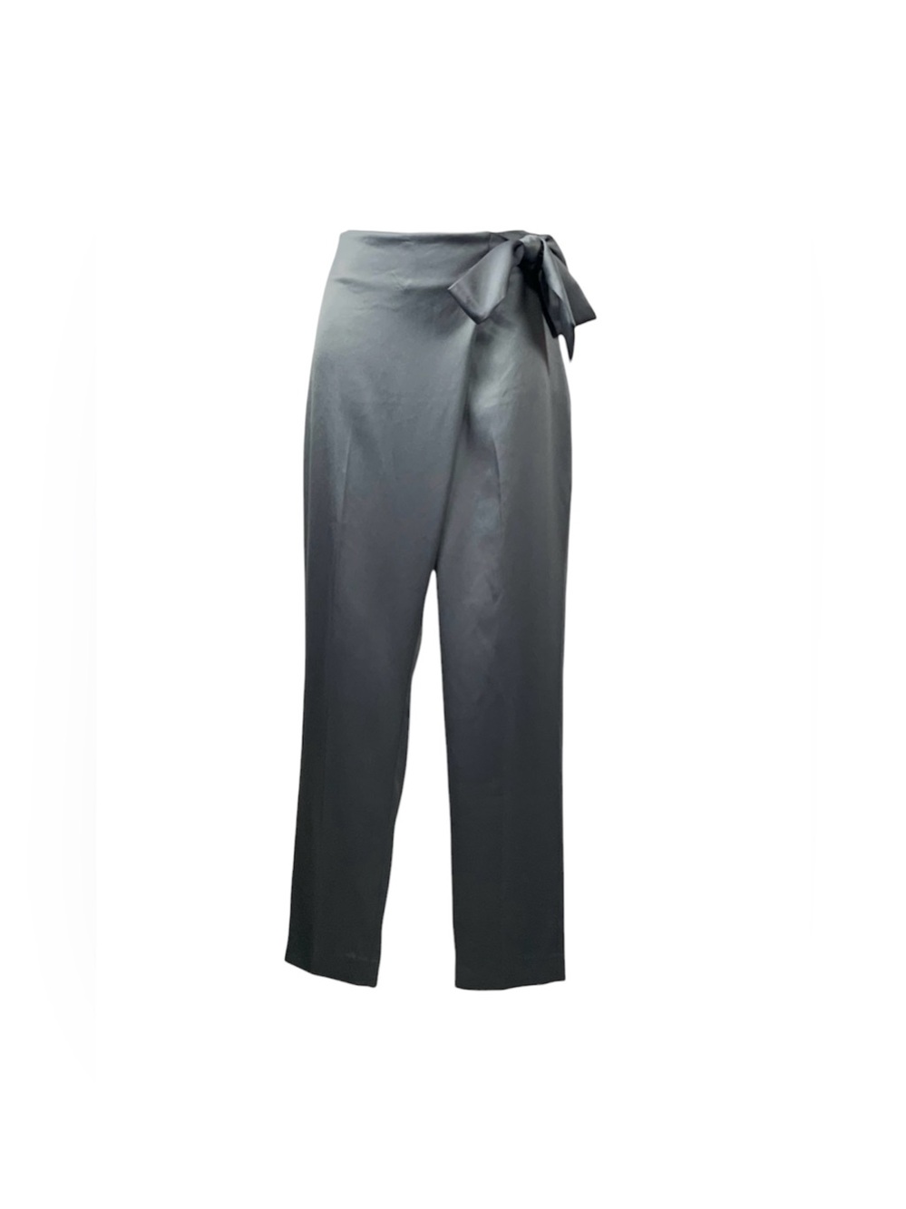 WHBM Smoke Gray Satin Wrap Tapered Ankle Pants